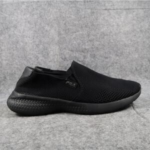 Fila Shoes Womens 9.5 Casual Slip On Sneaker Black Knit Comfort Walking Loafer